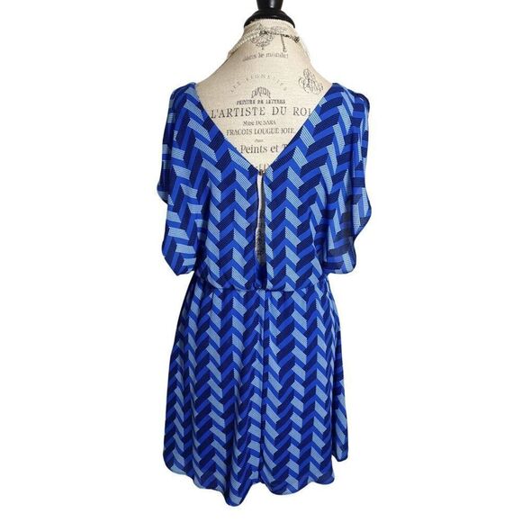 Candies Blue Chevron Mini Dress M Y2k Butterfly Open Back Detail Coquette Casual - Picture 2 of 6